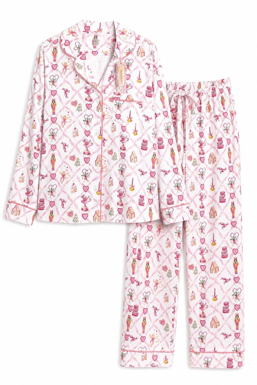 LoveShackFancy x Roller Rabbit Sugarplum Lattice Pajama Set NWT S Pima Cotton